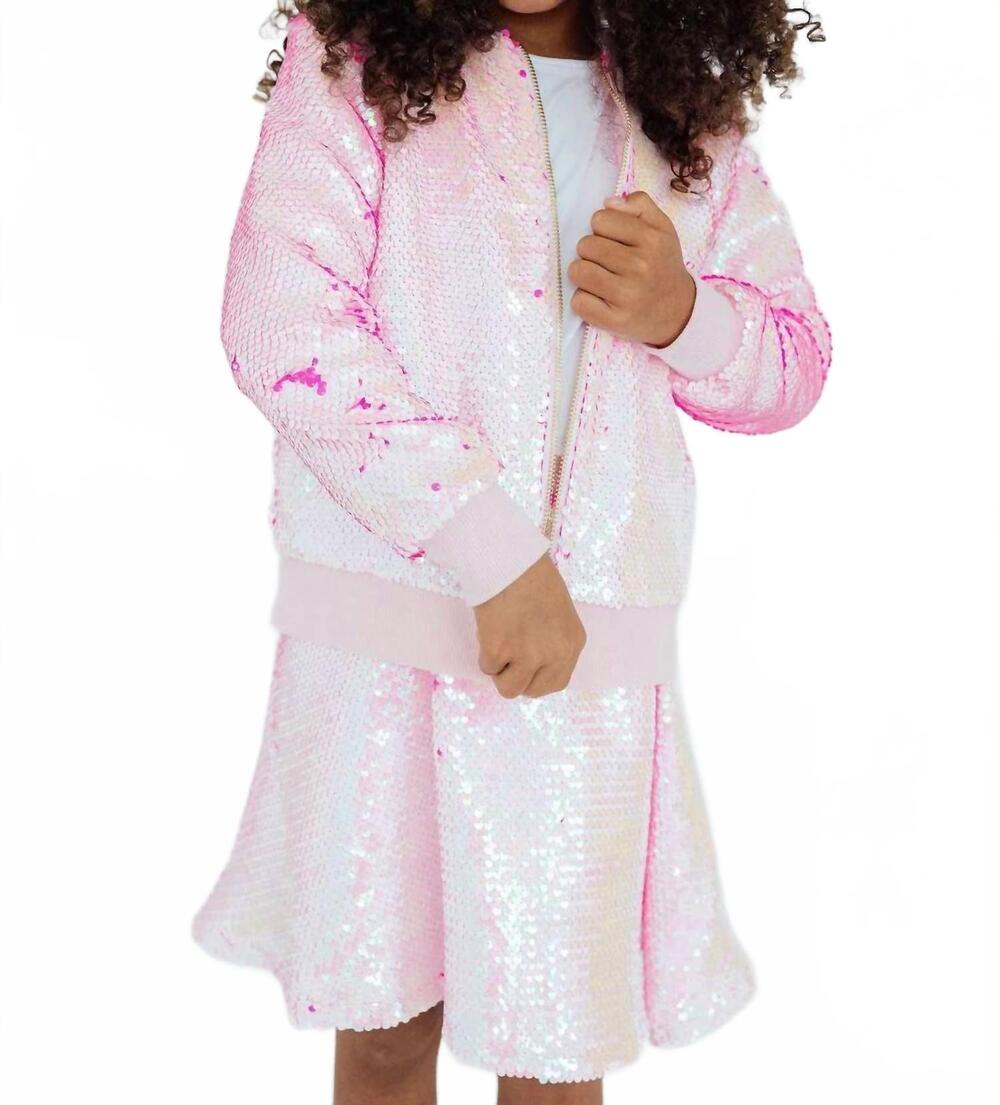 NEW MILA & ROSE diva flip sequin jacket in pink